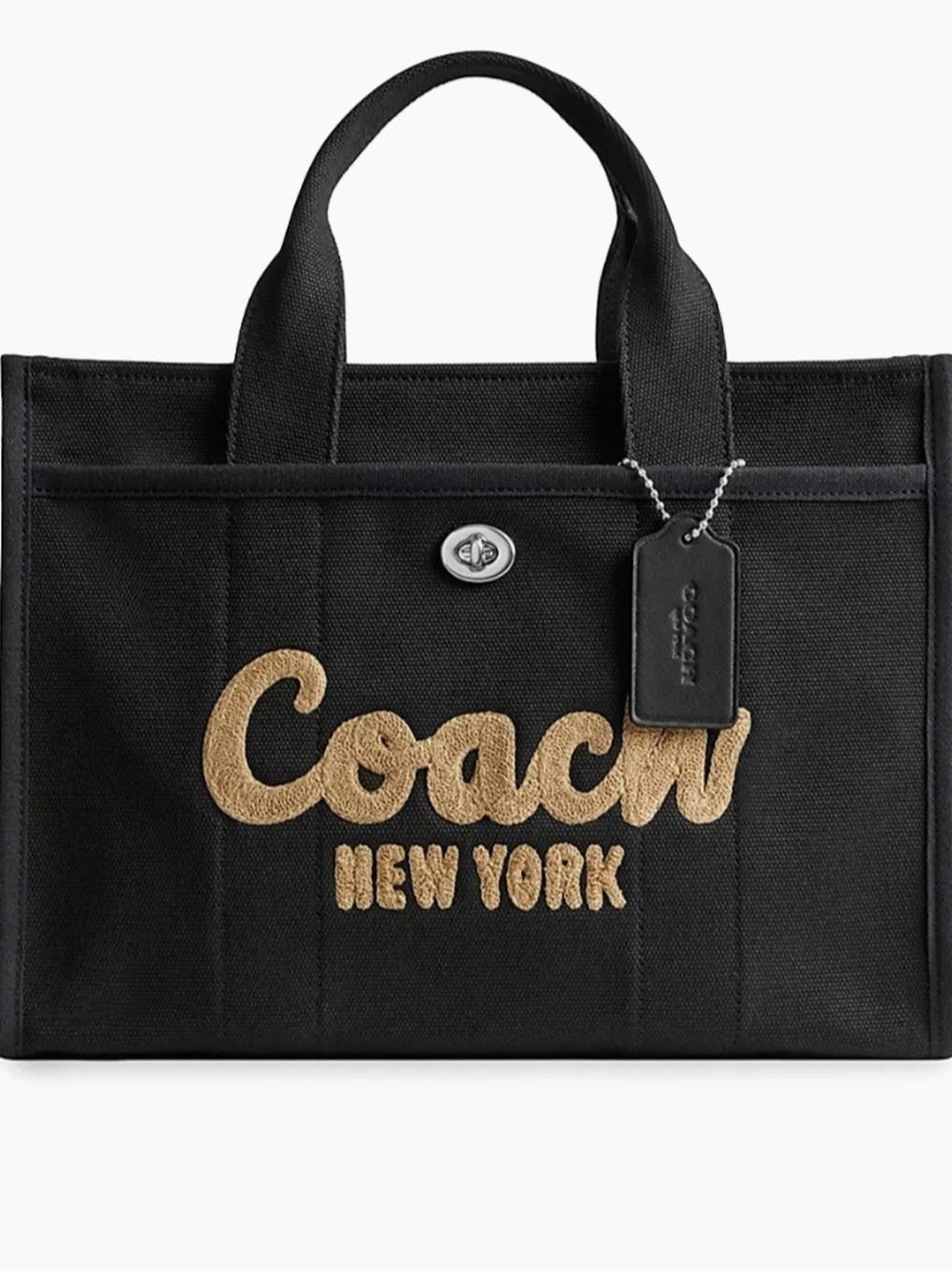 Coach Black Canvas Purse with Gold Embroidered Script - Picture 5 of 11